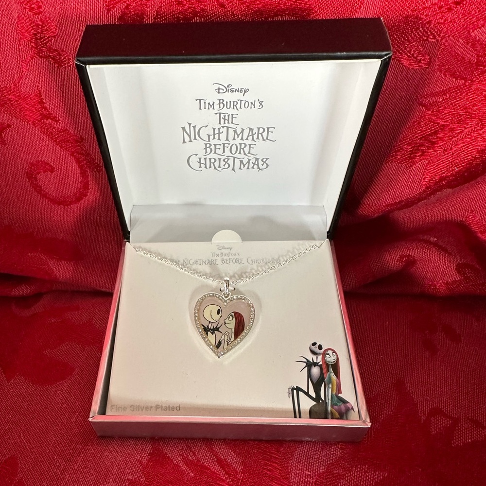 The Nightmare Before Christmas Disney Heart Pendant Fine Silver Plated Necklace